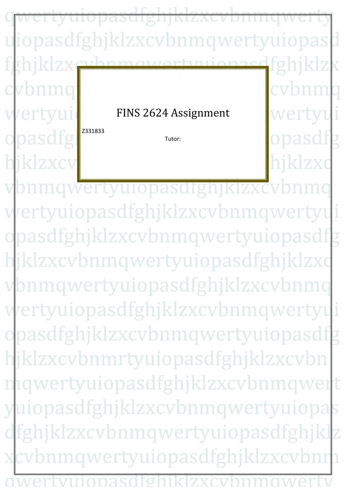 FINS2624 Assignment - Page 1