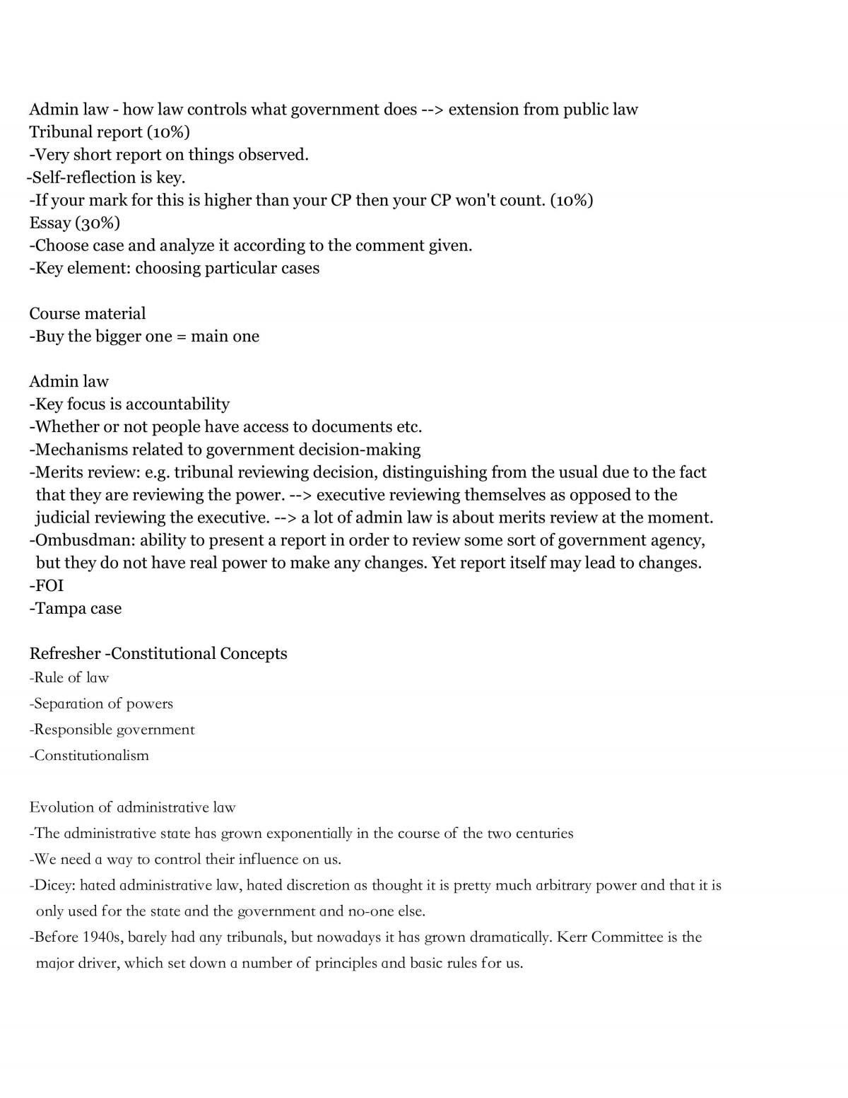 Administrative law class notes - Page 1