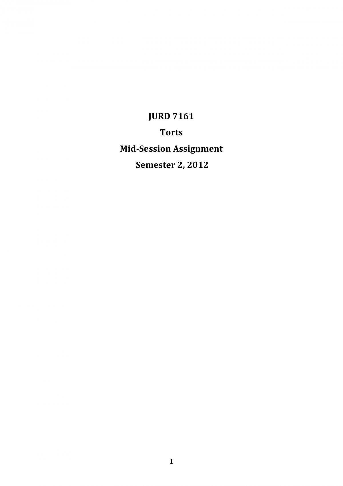 Torts Assignment - Page 1