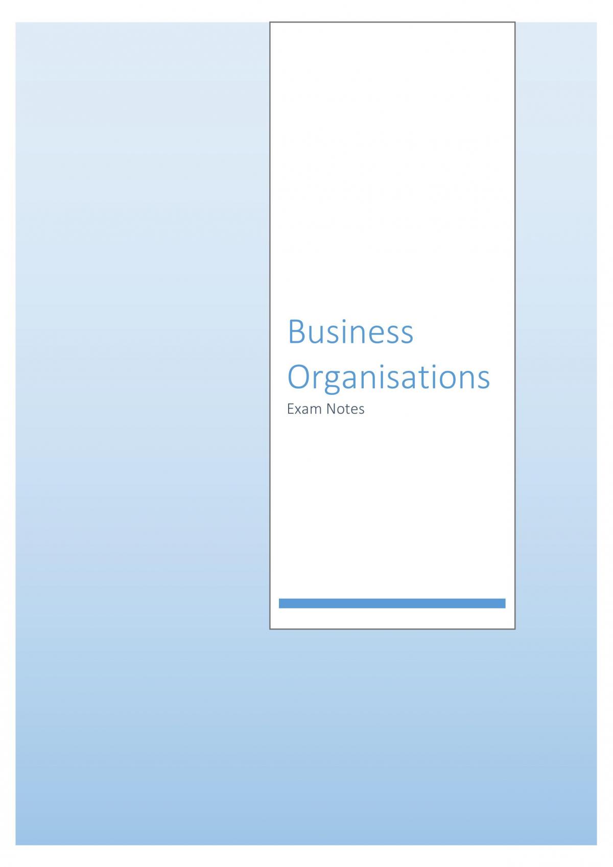 Business Organisations Lecture Notes - Page 1