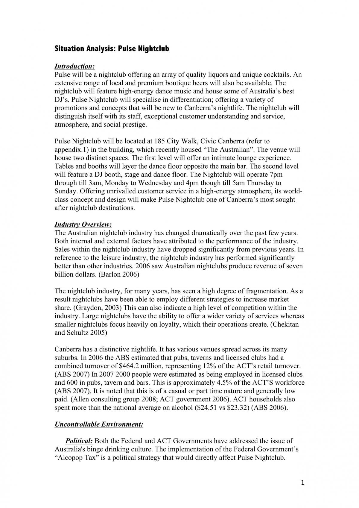 Situation Analysis - Page 1