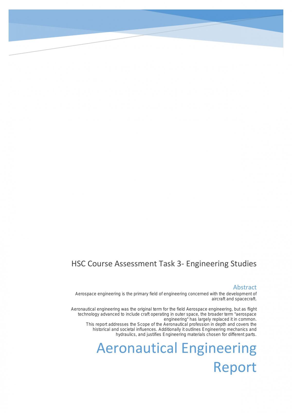 Aeronautical Engineering Report - Page 1