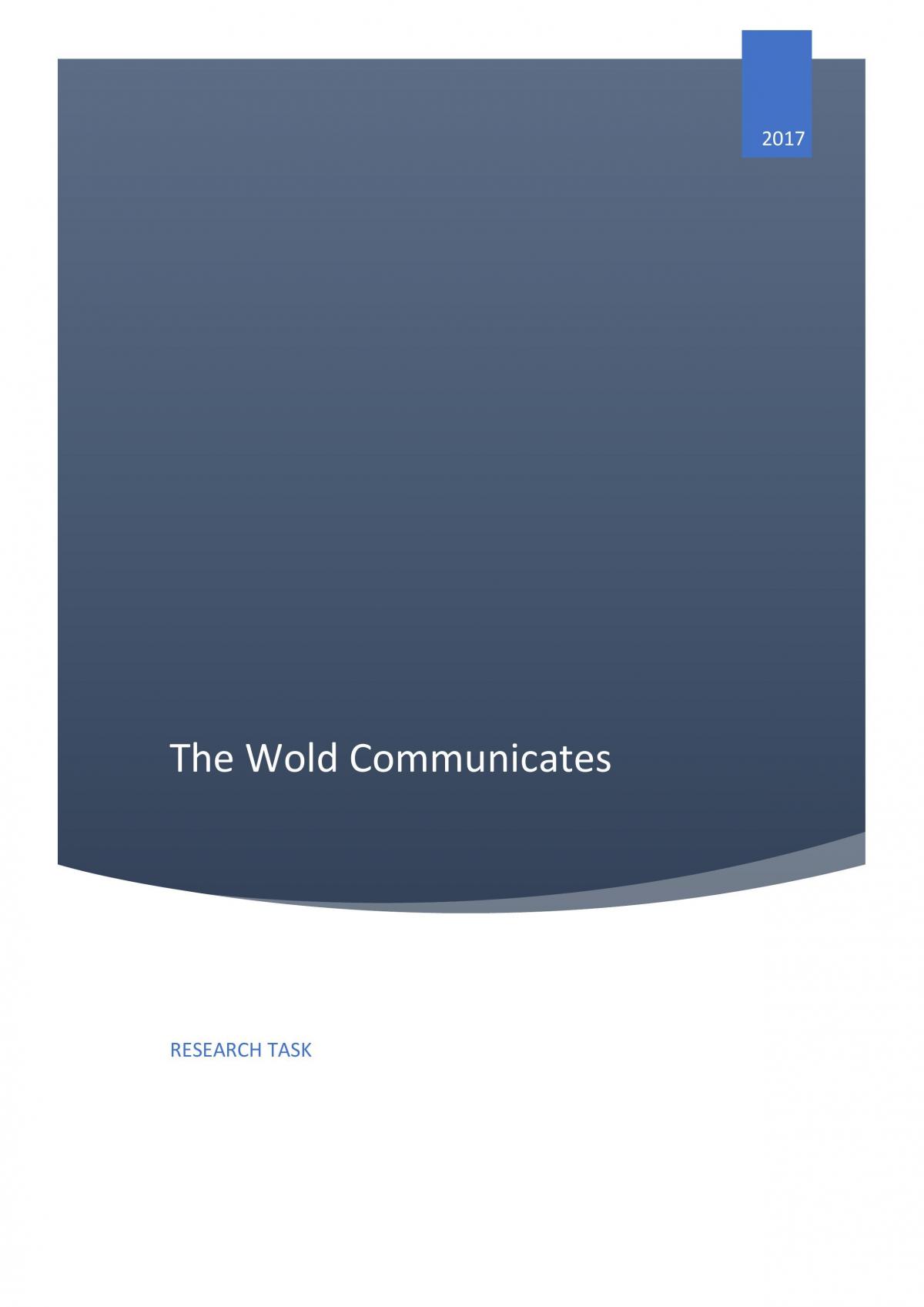 The World Communicate Research Task  - Page 1