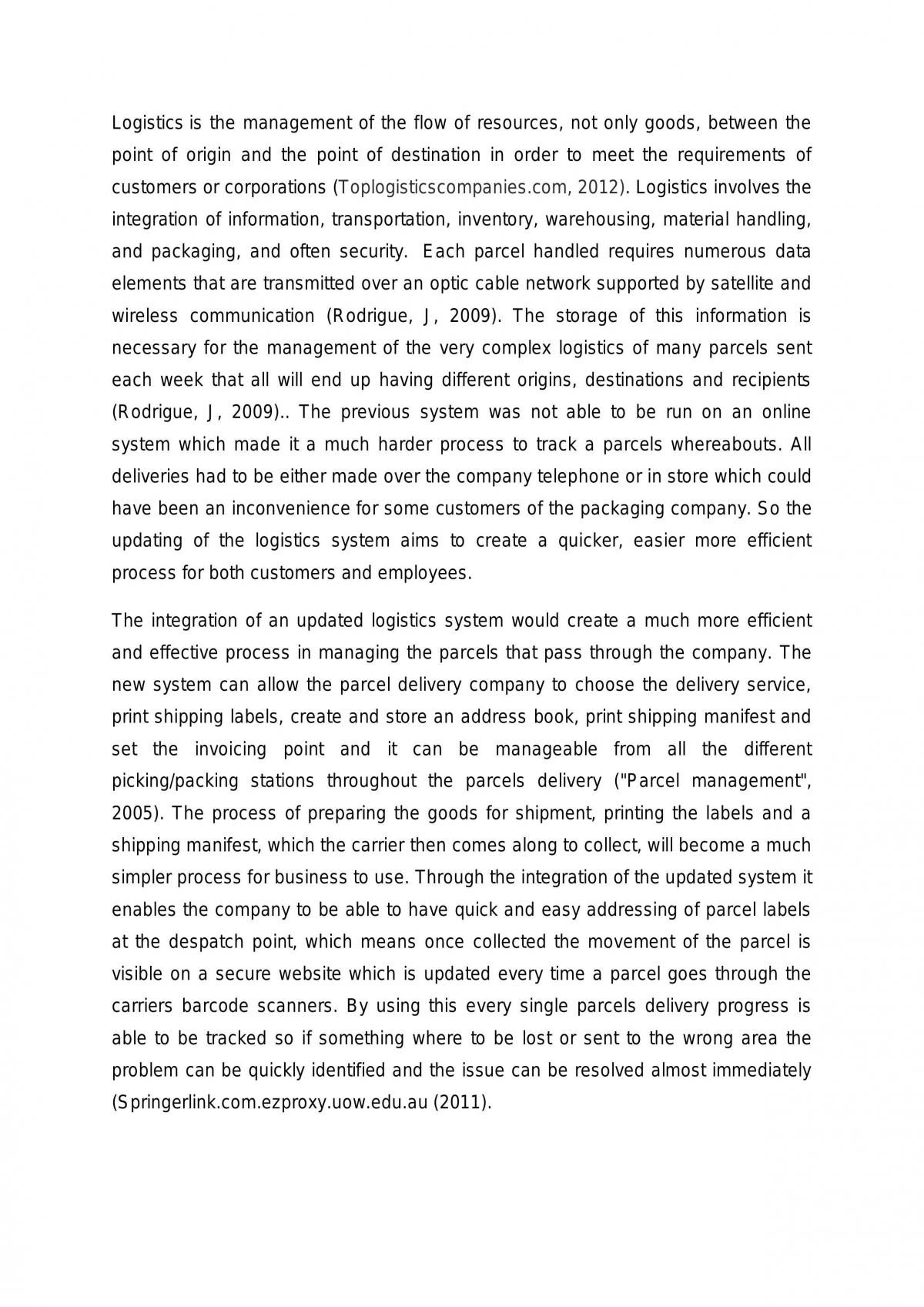 Logistics in a packaging company - Page 1