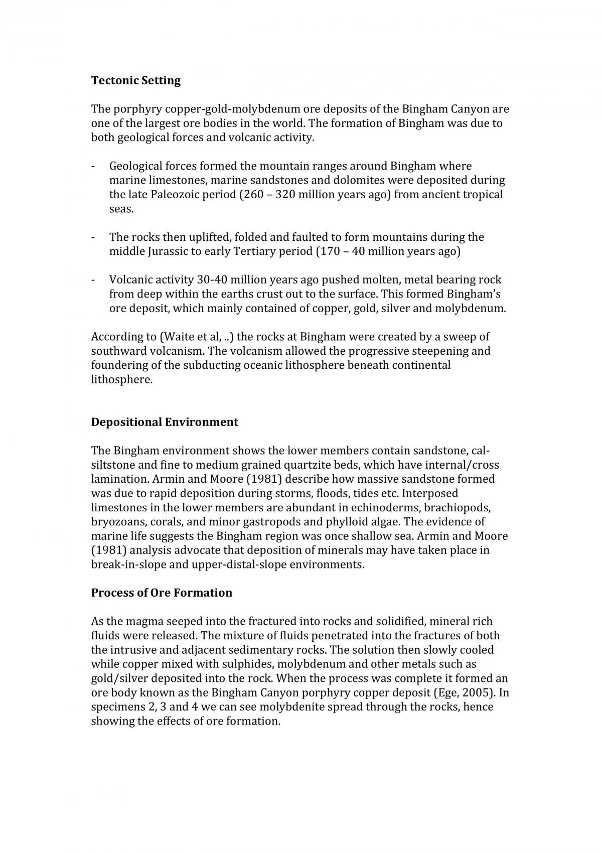 Ore Deposit Assignment -Bingham - Page 1