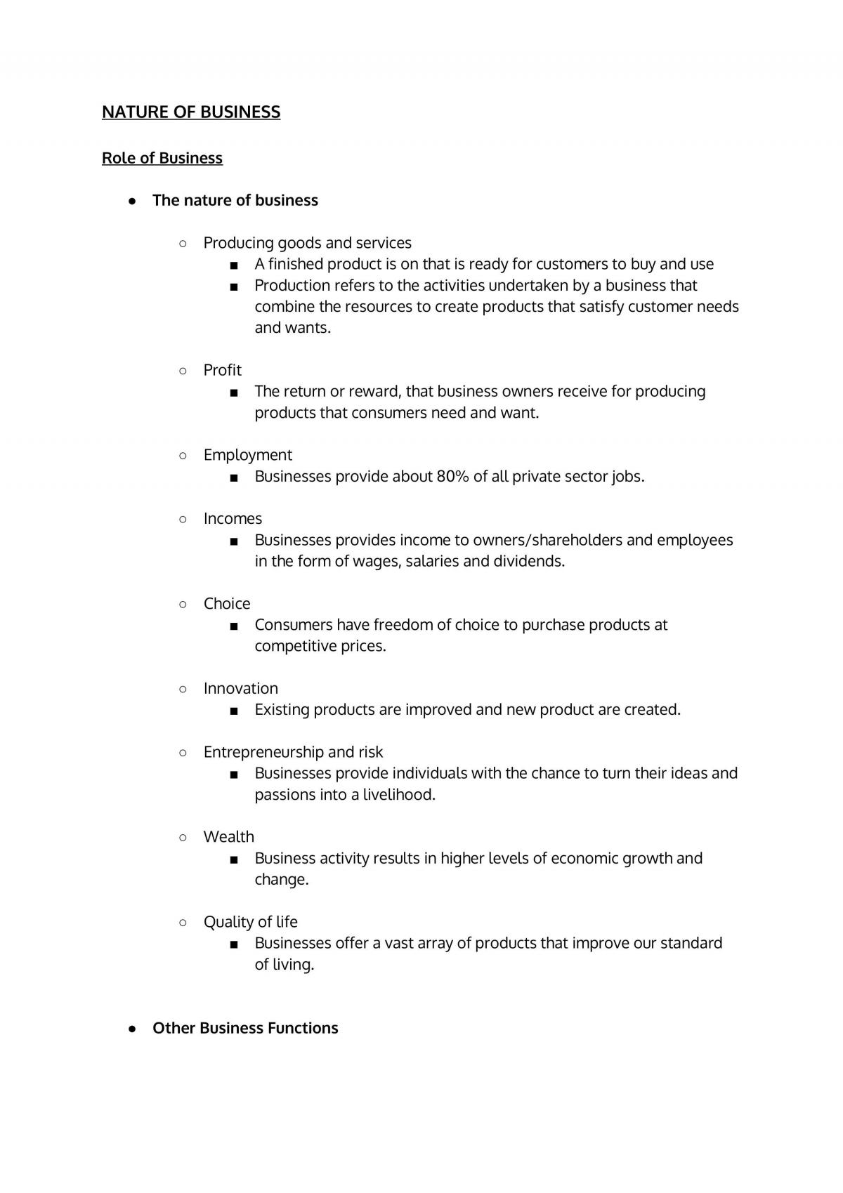 Year 11 Business Studies Preliminary Notes - Page 1