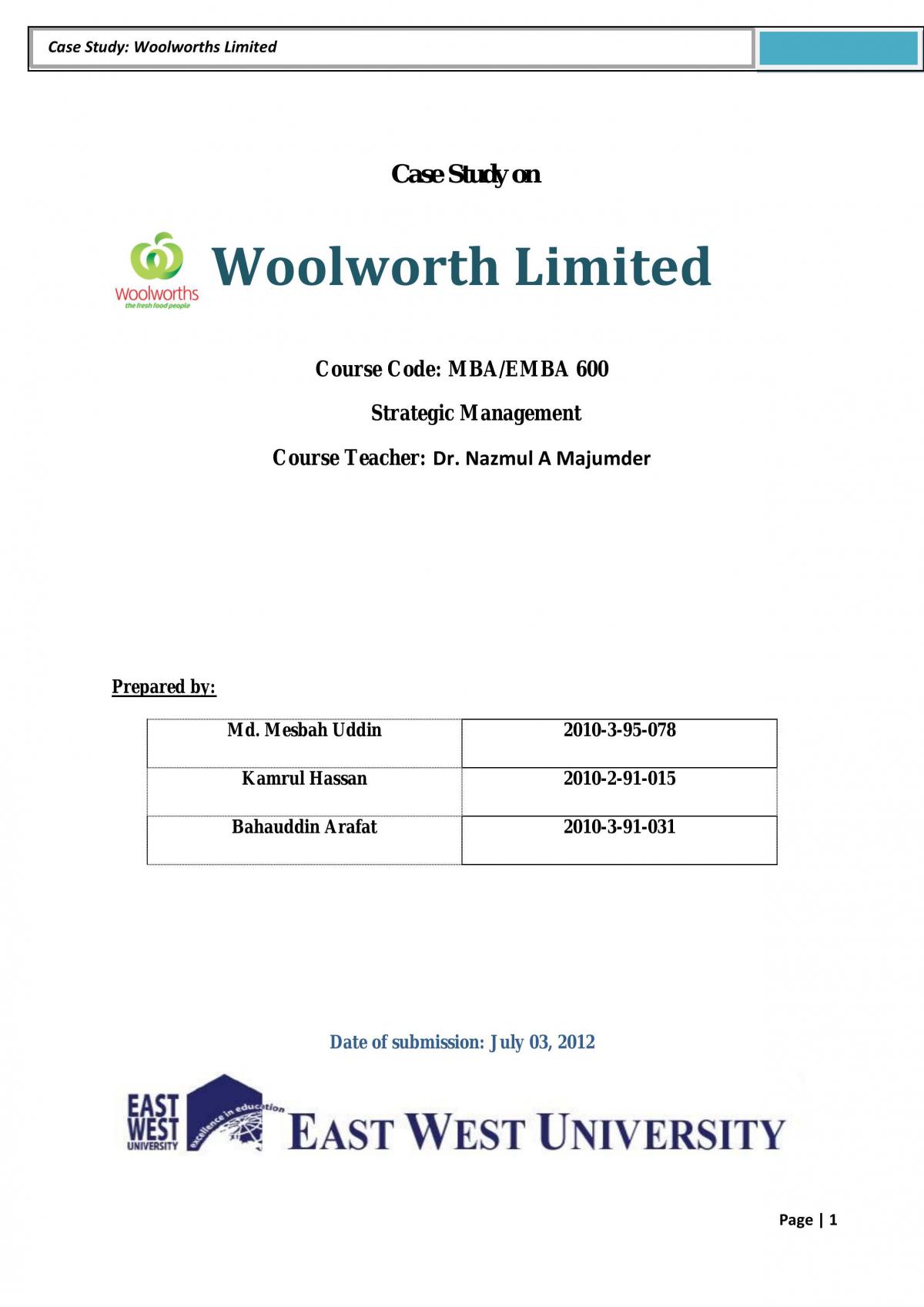 Assignment - Woolworths Supply Chains - Page 1