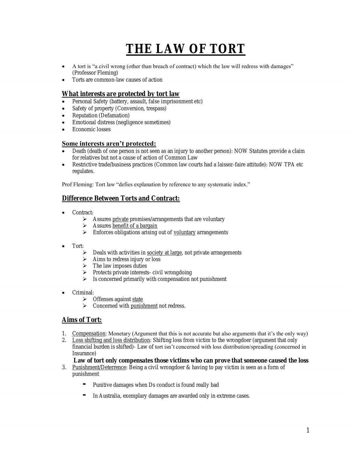 FINAL TORT NOTES - Page 1
