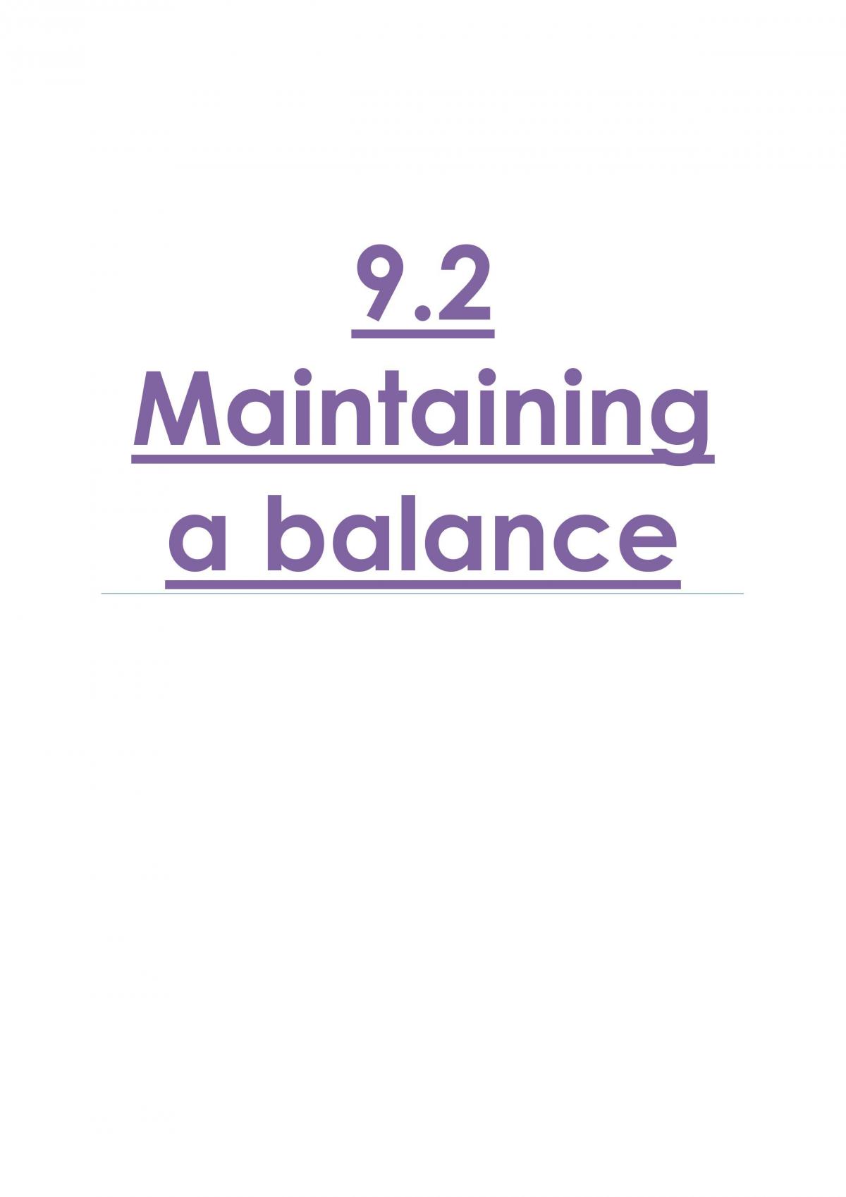 Maintaining a Balance Notes - Page 1