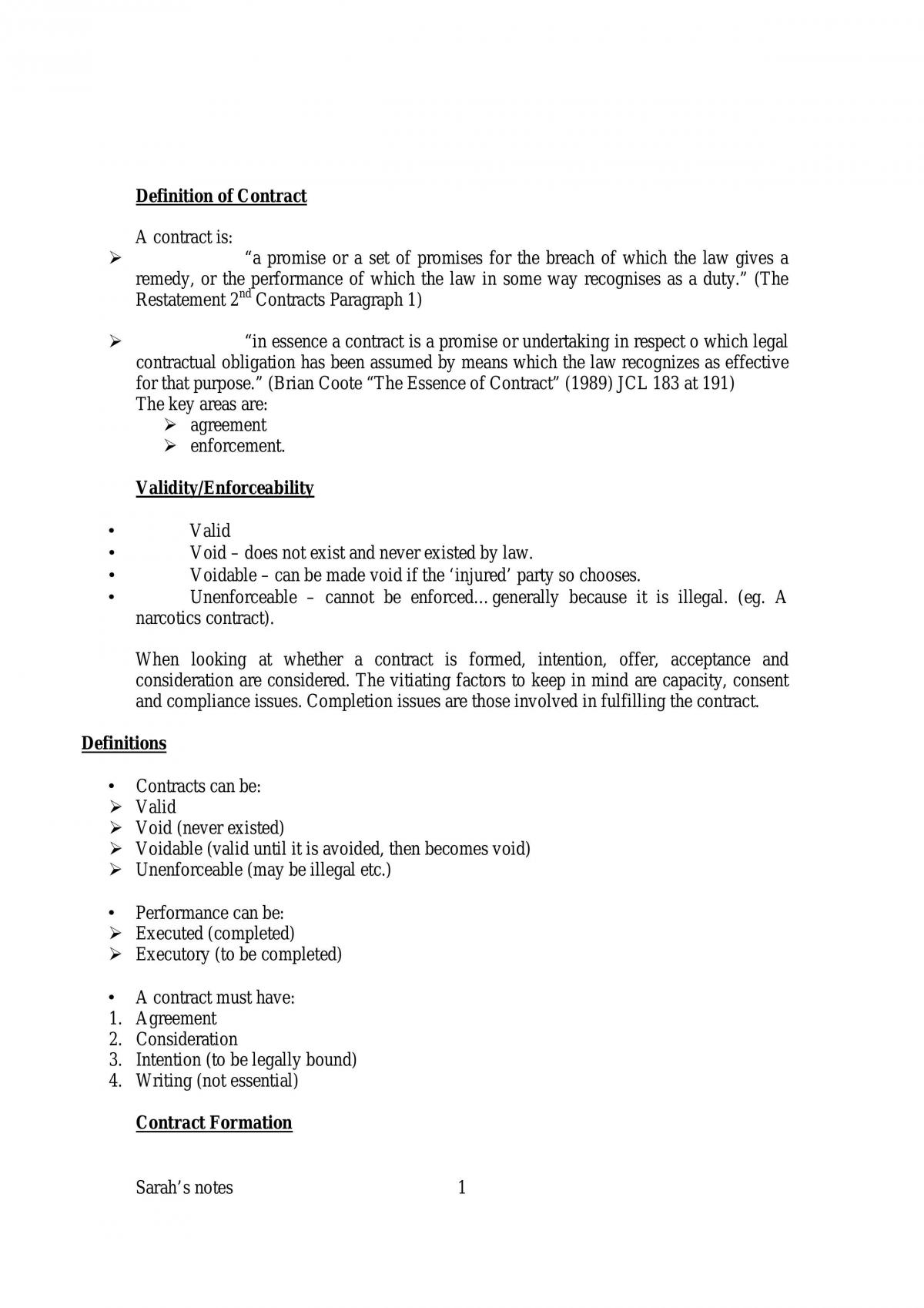 Summary Of The Course Content - Page 1