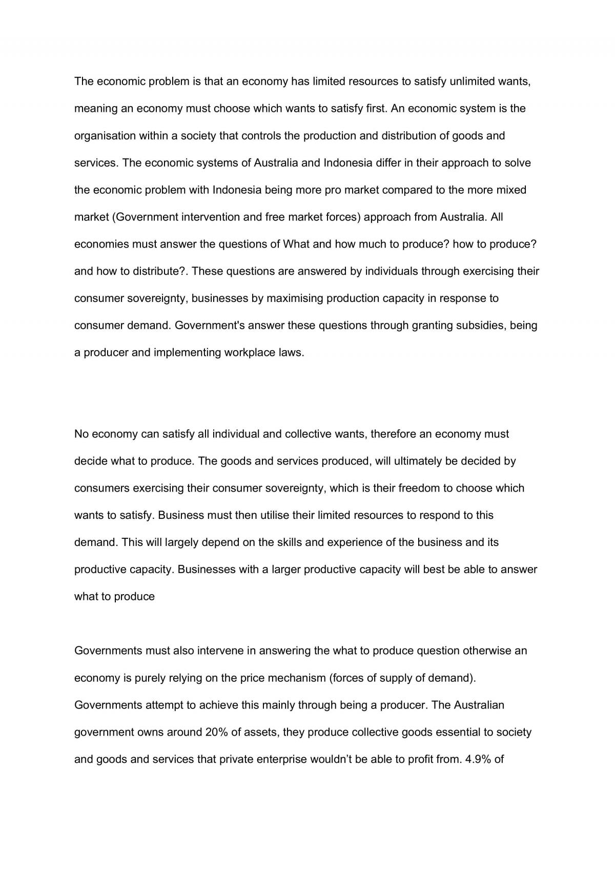 Economic Problem Essay - Page 1