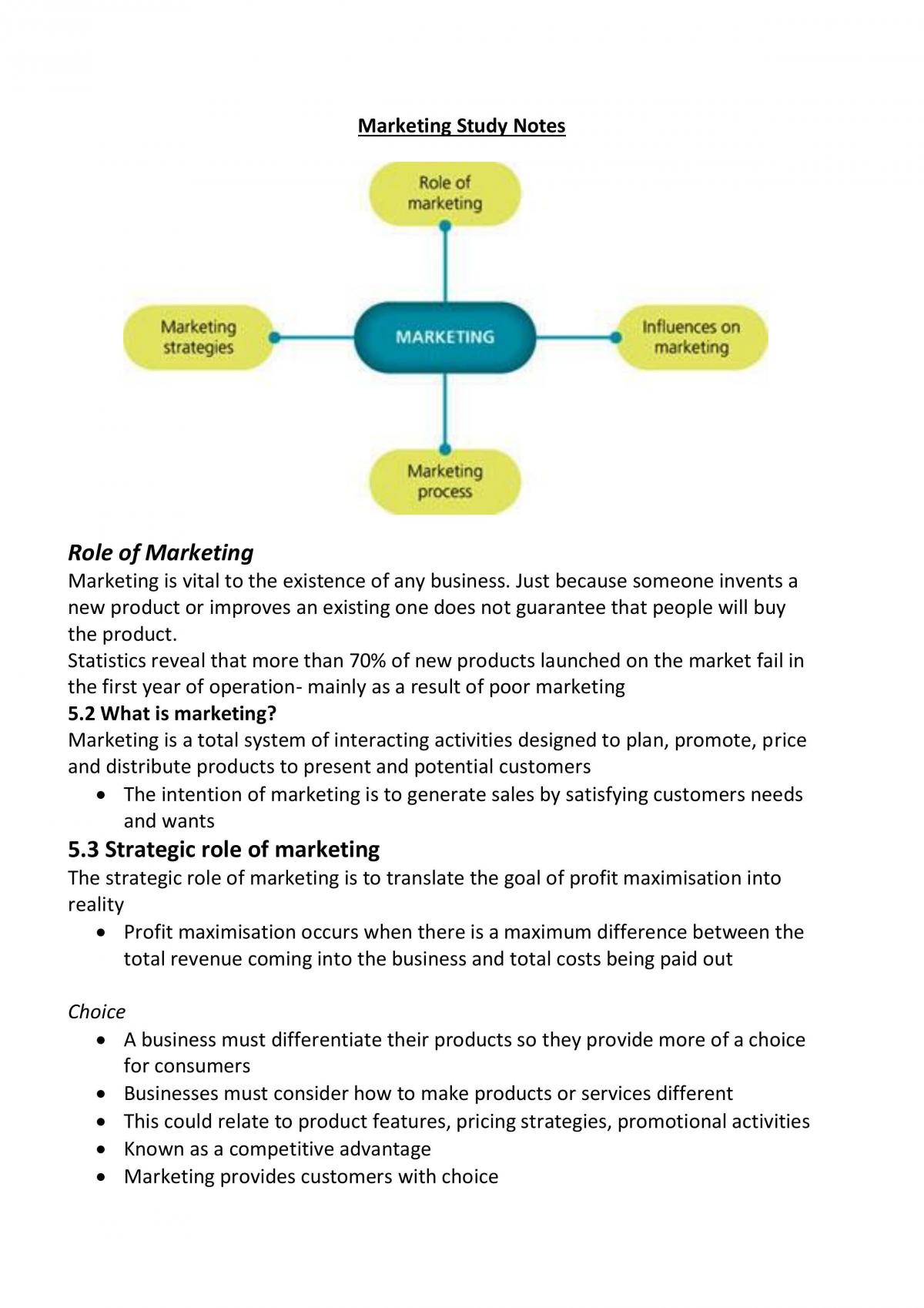 Marketing Study Notes Very Comprehensive Notes - Page 1