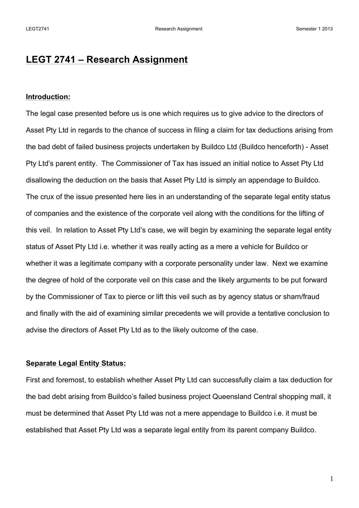 LEGT2741 Assignment - Page 1
