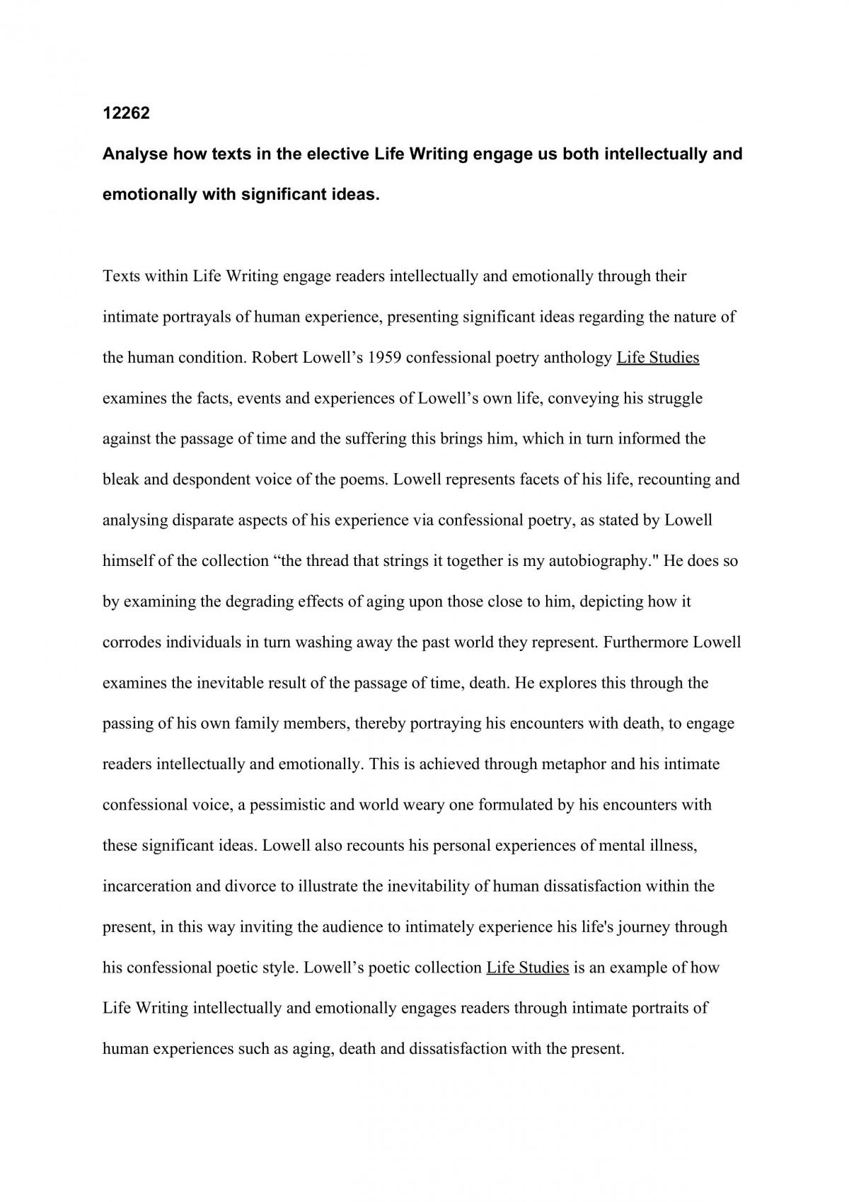 Robert Lowell Essay  - Page 1