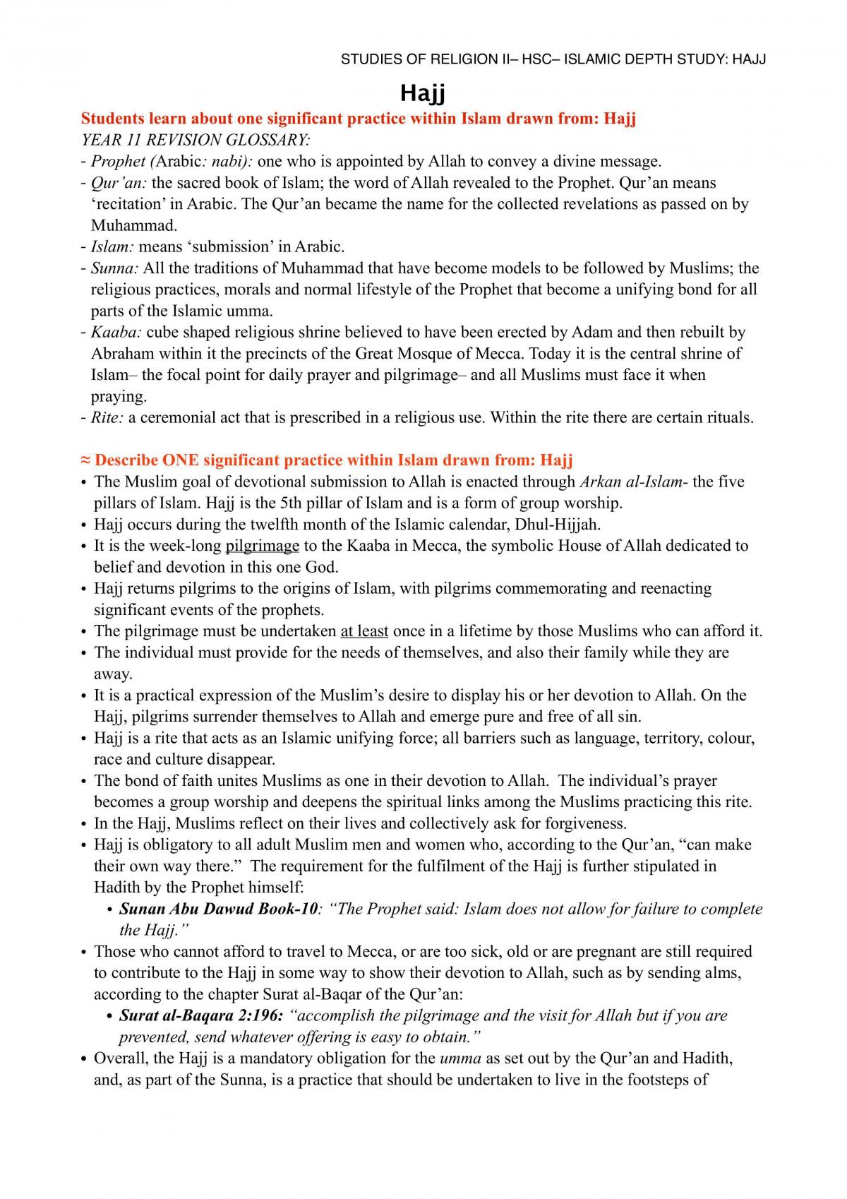 Islamic Depth Study- Hajj - Page 1