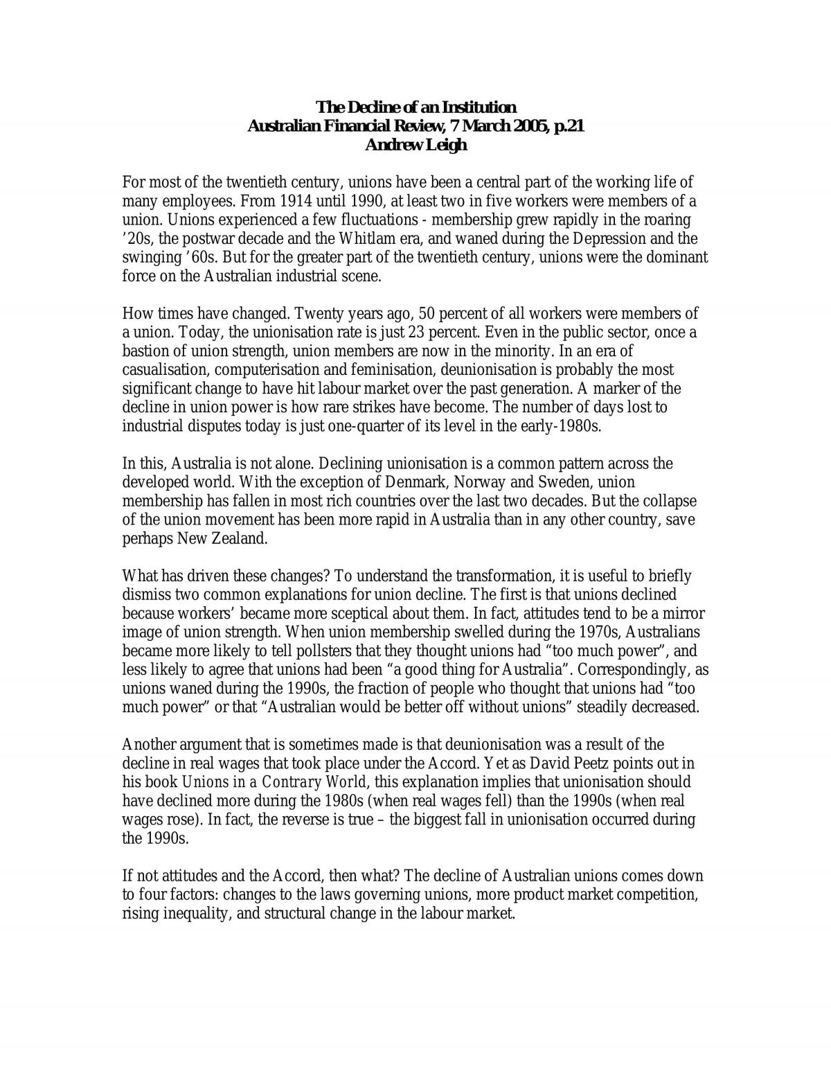 Decline of an institution - Page 1