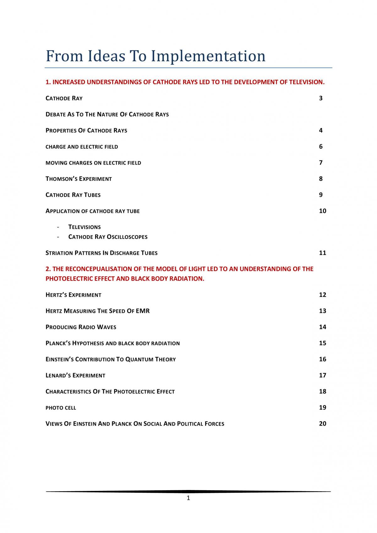 HSC Physics Module 3 Summary  - Page 1