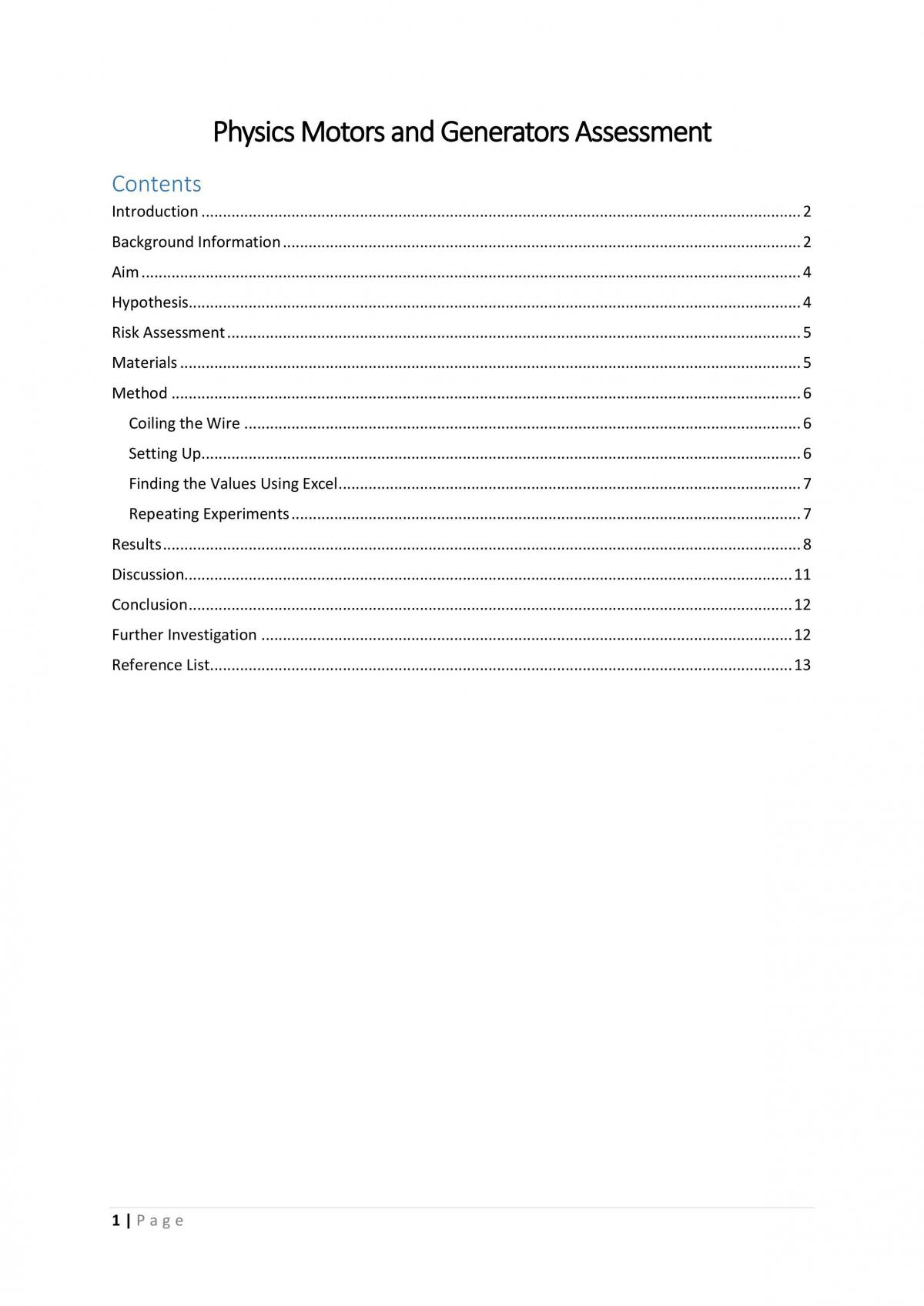 Motor and Generators Practical Report - Made a Loudspeaker  - Page 1