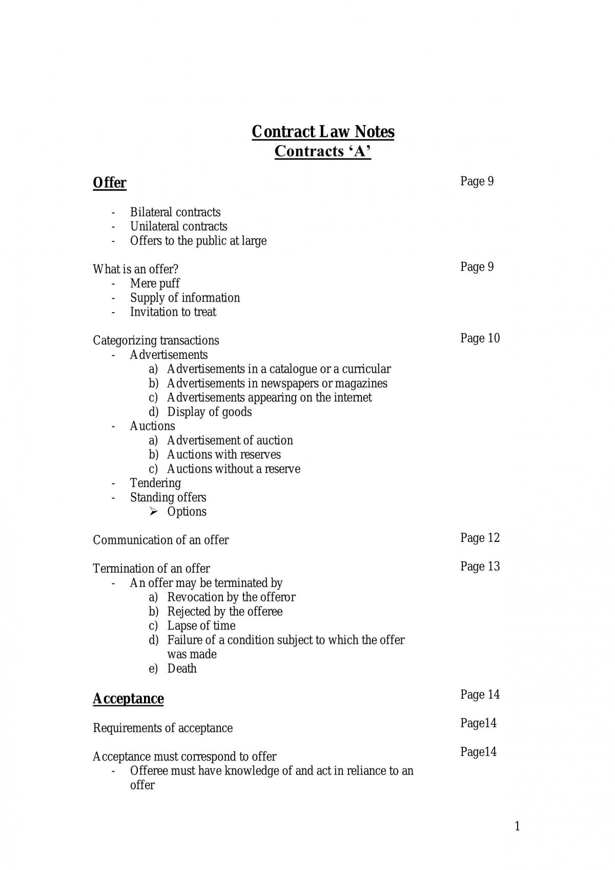 Contract A Notes - Page 1