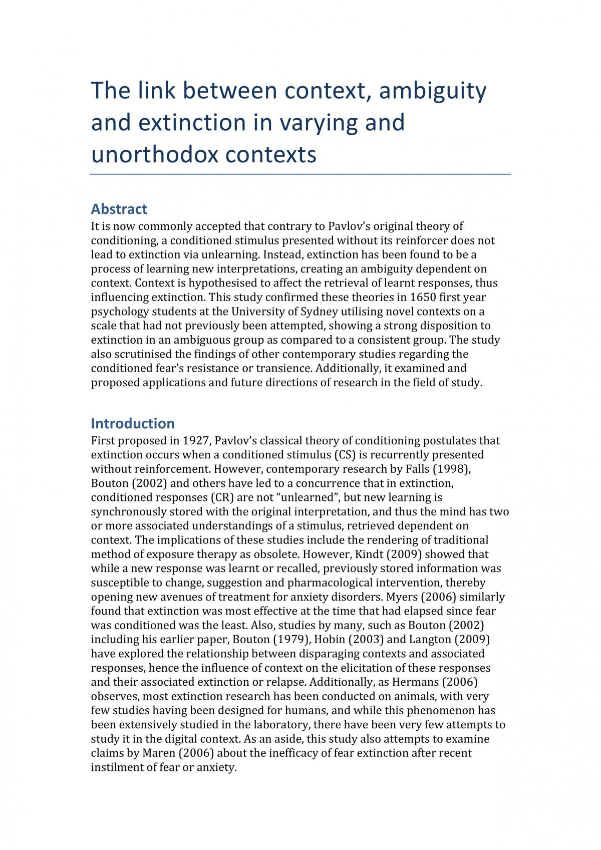 Extinction Research Report Assignment - Page 1