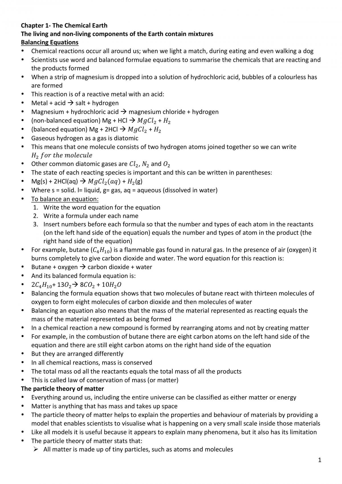 The Chemical Earth Notes - Page 1
