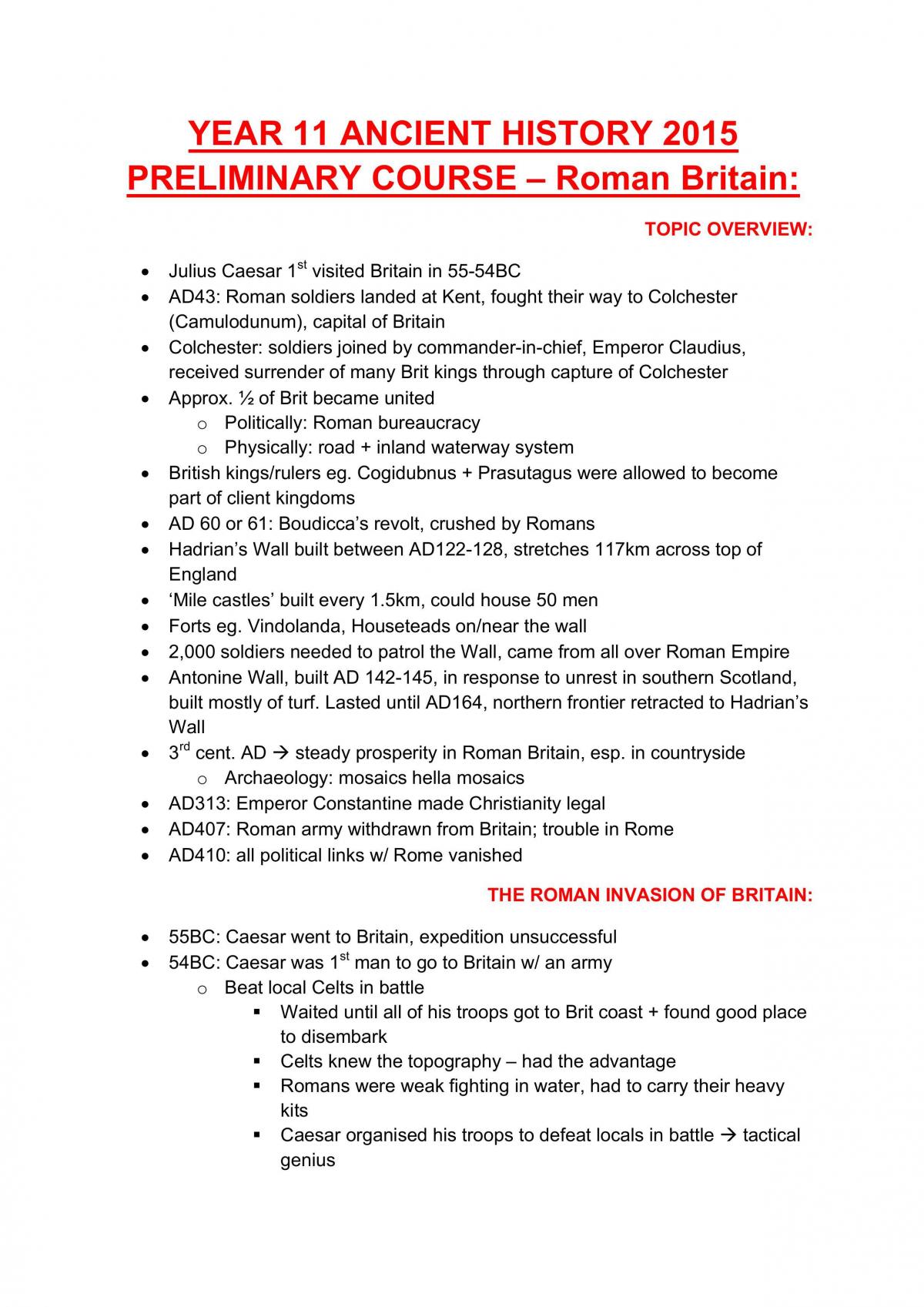 Roman Britain Preliminary Notes - Page 1