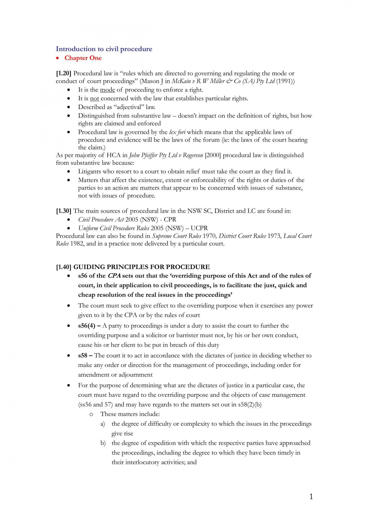 Civil Procedure  - Page 1