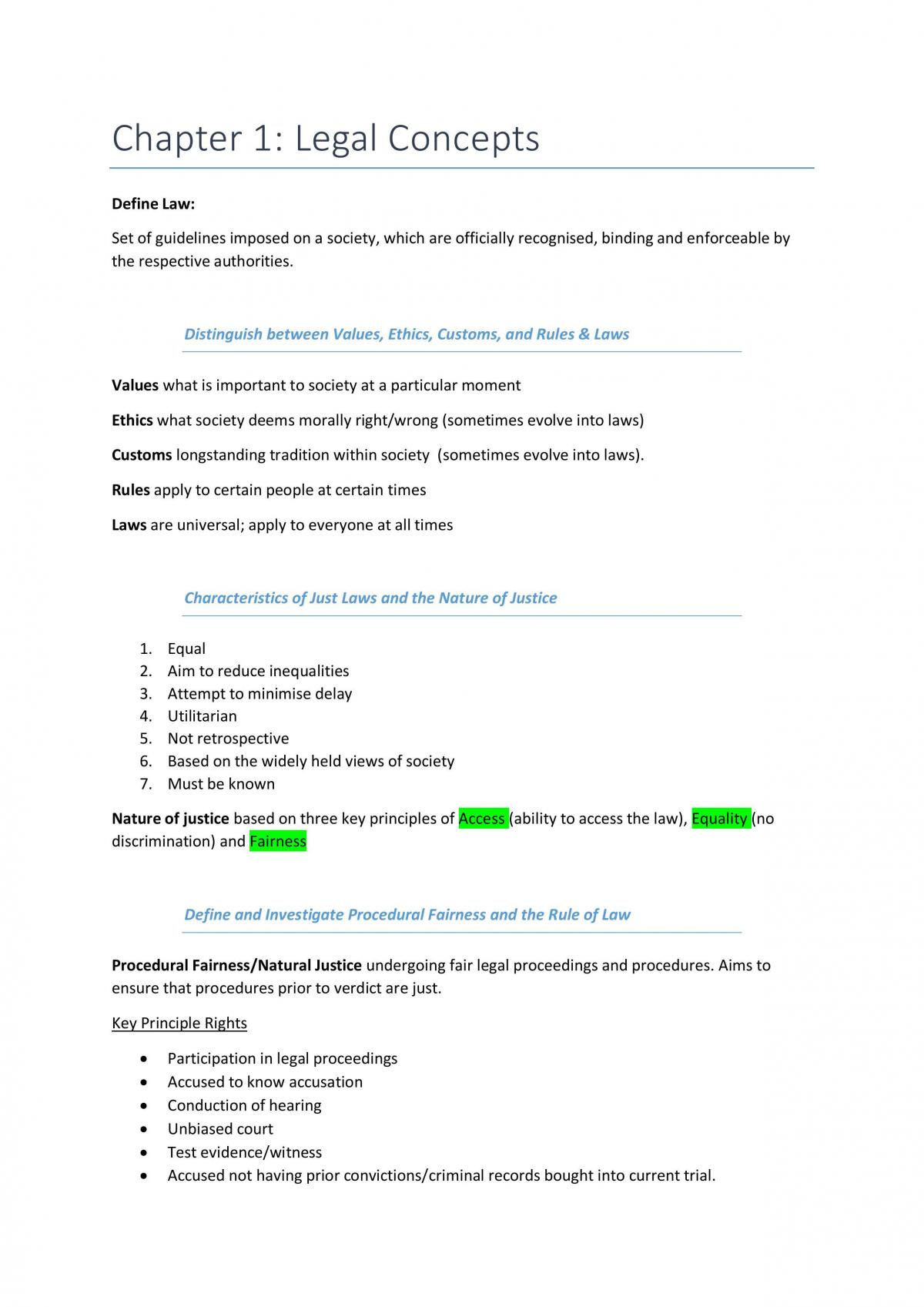 Complete Study Notes for Prelim Legal Studies - Page 1