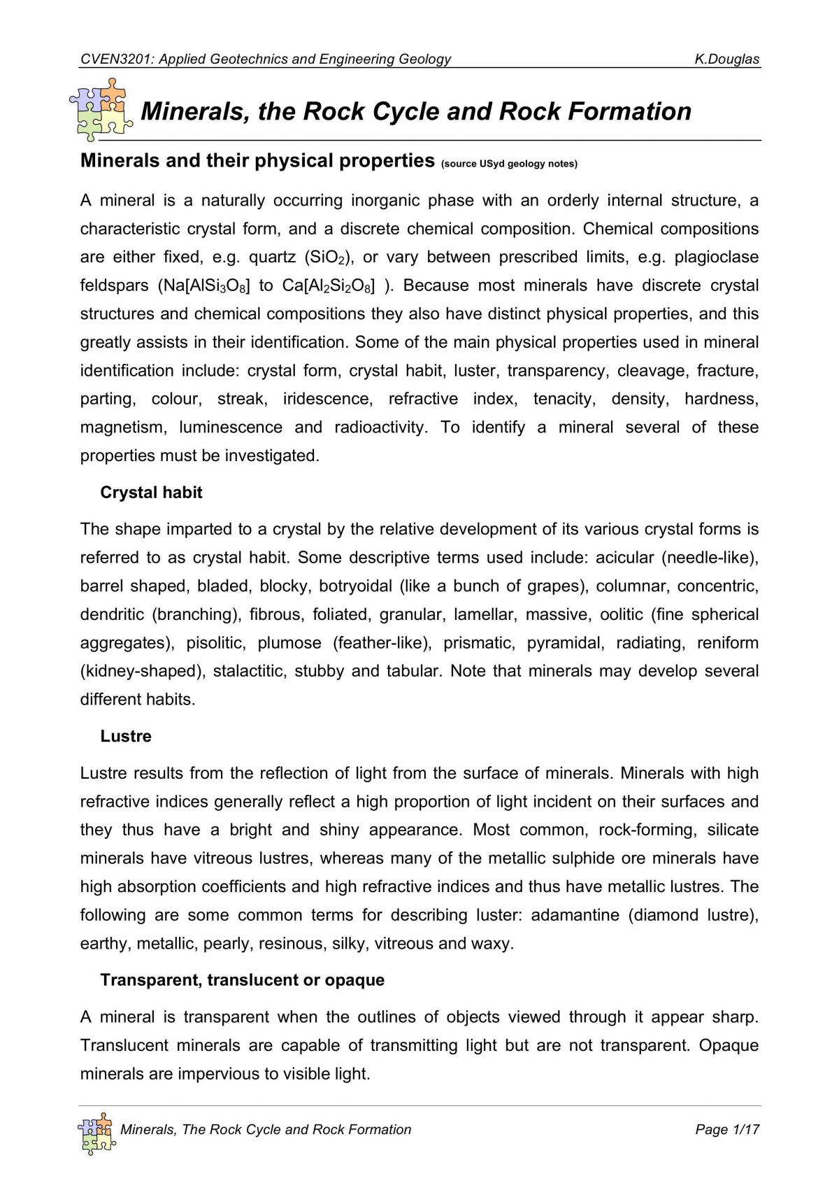 Class Notes - Page 1