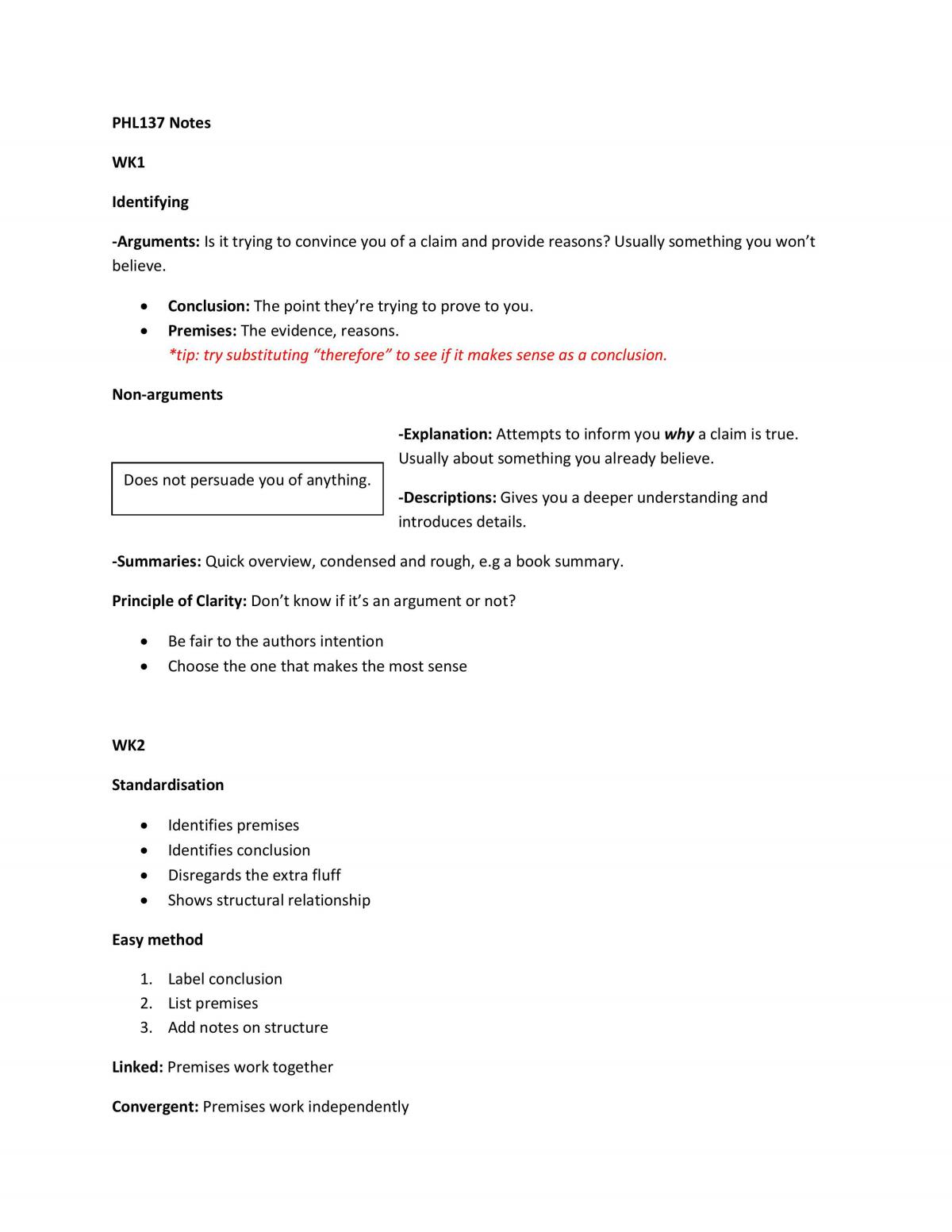 PHL137 critical thinking notes - Page 1