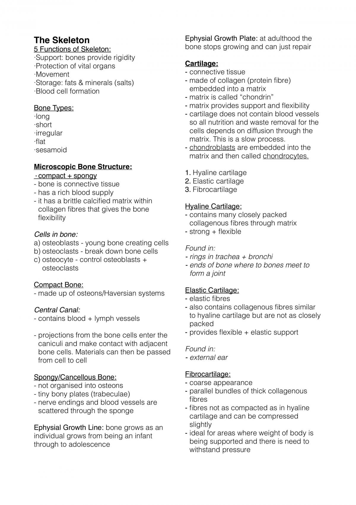 Completed Human Biology 3A/3B Notes - Page 1