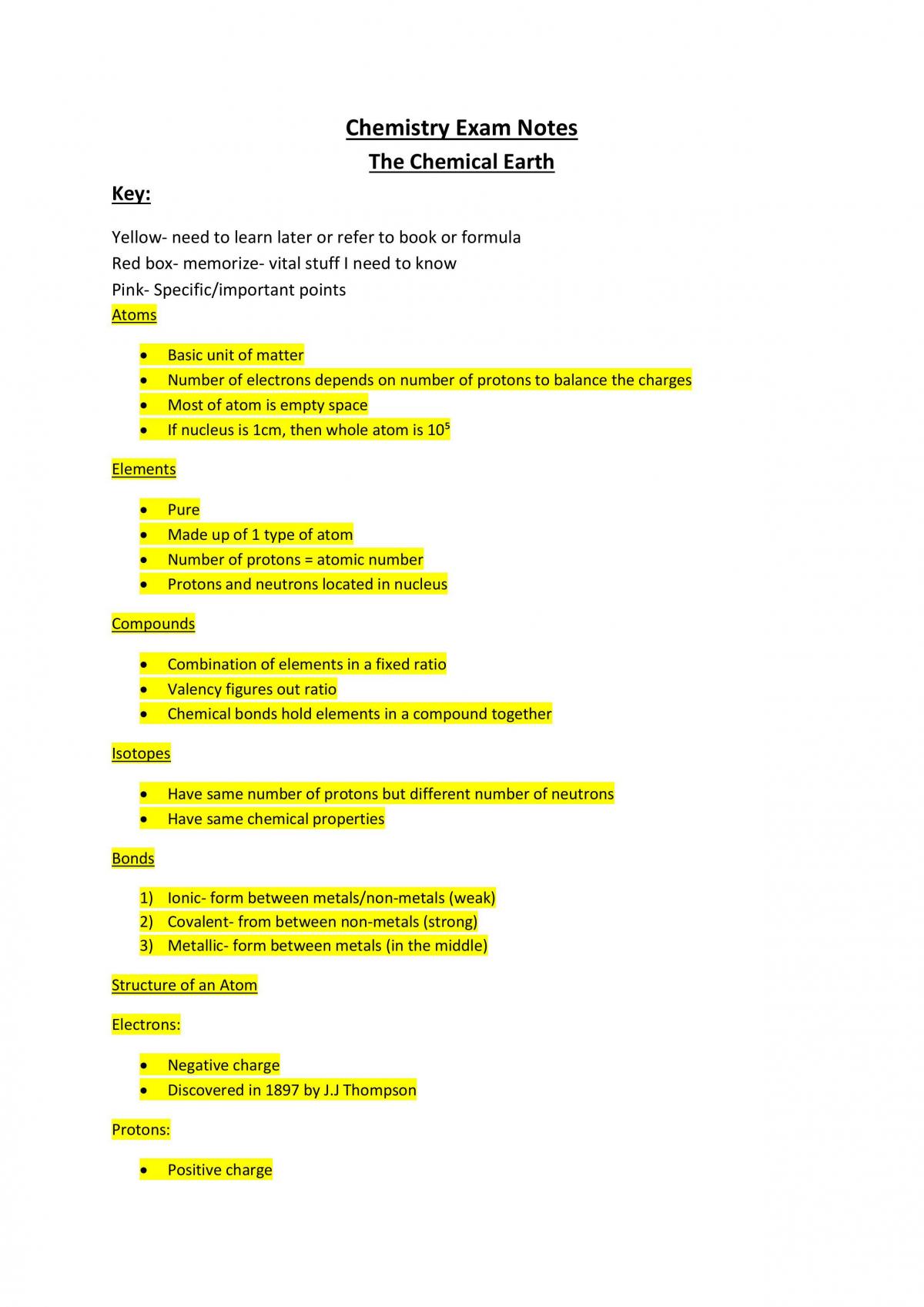 Chemistry Notes - Page 1