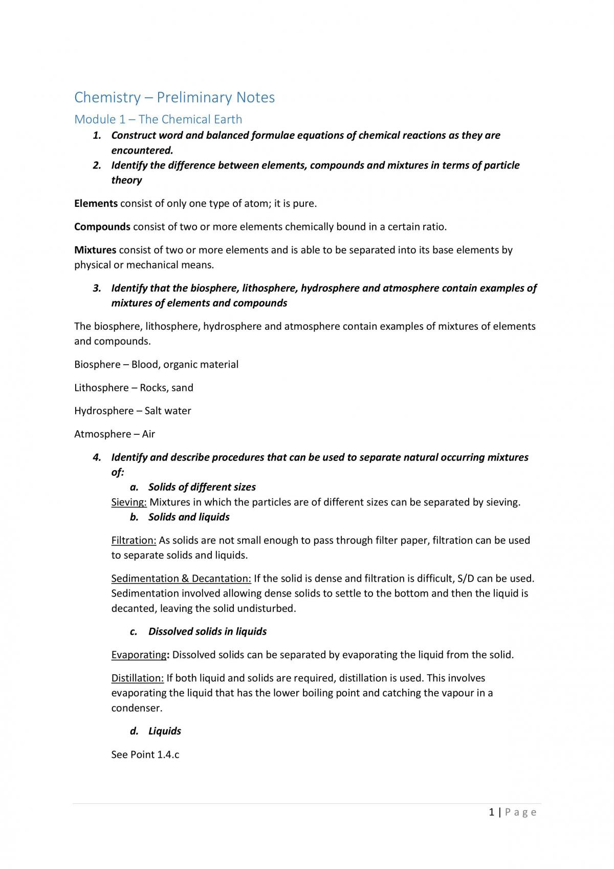 Prelim Chemistry Notes - All Modules - Page 1
