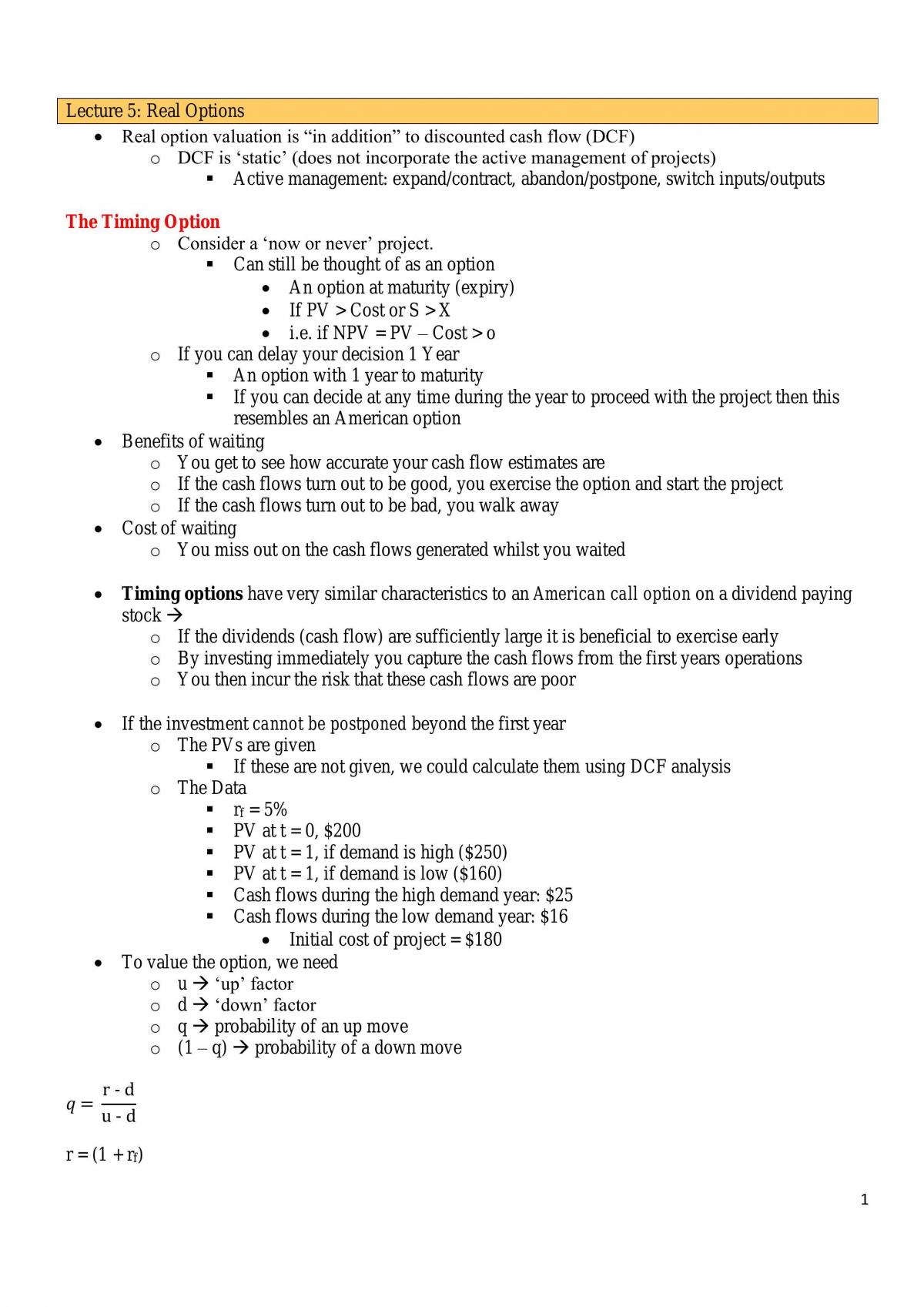 FINC2012 Final Exam Notes (Week 5-13) - Page 1