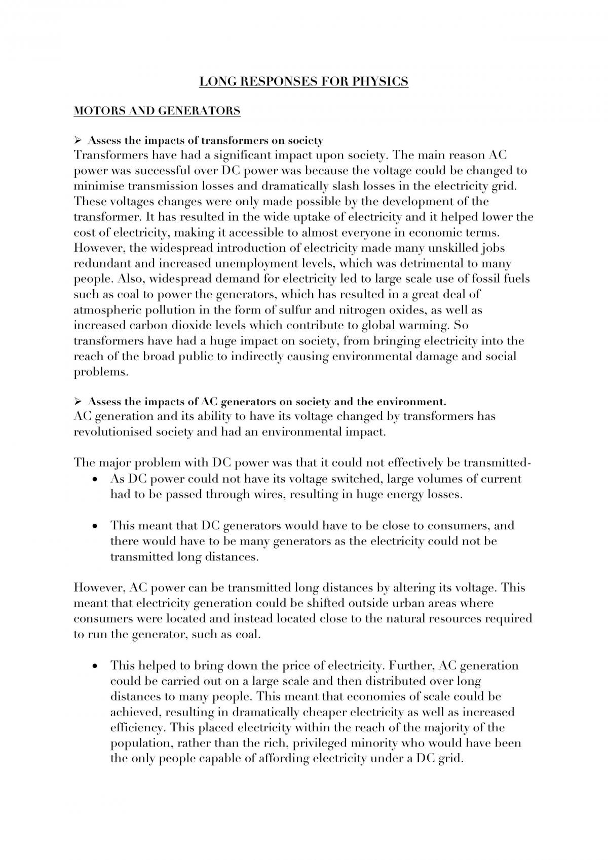 Physics - Long Responses - Page 1