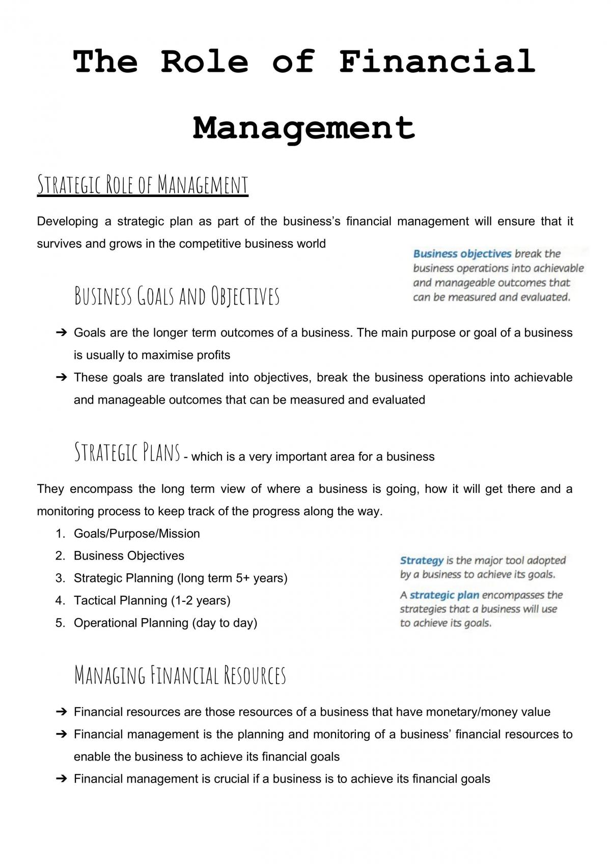 Finance Summary Notes - Page 1