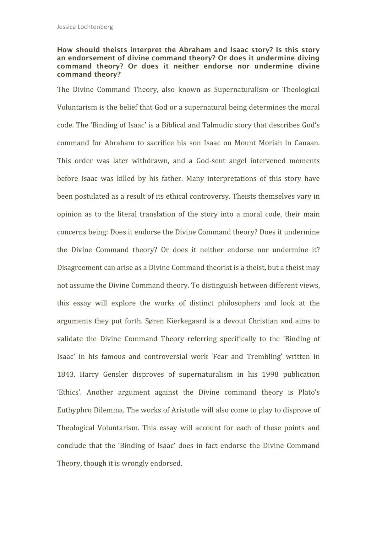 Divine Command Theory - Page 1