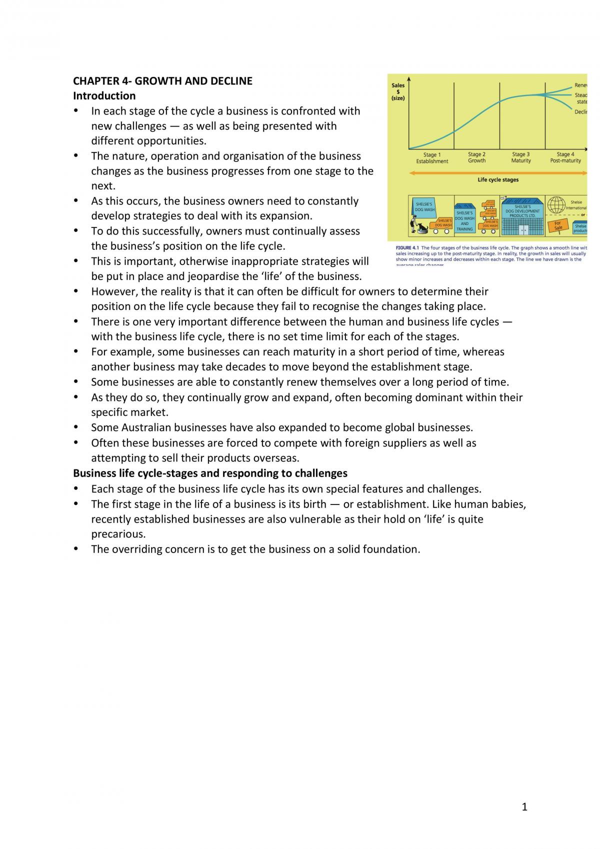 Business Studies Notes Chapter 4 and 5 - Page 1