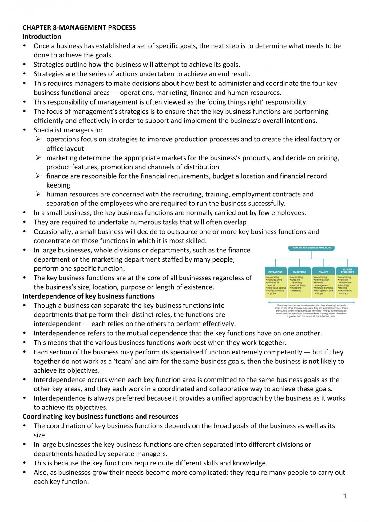 Business Studies Notes Chapter 8 - Page 1