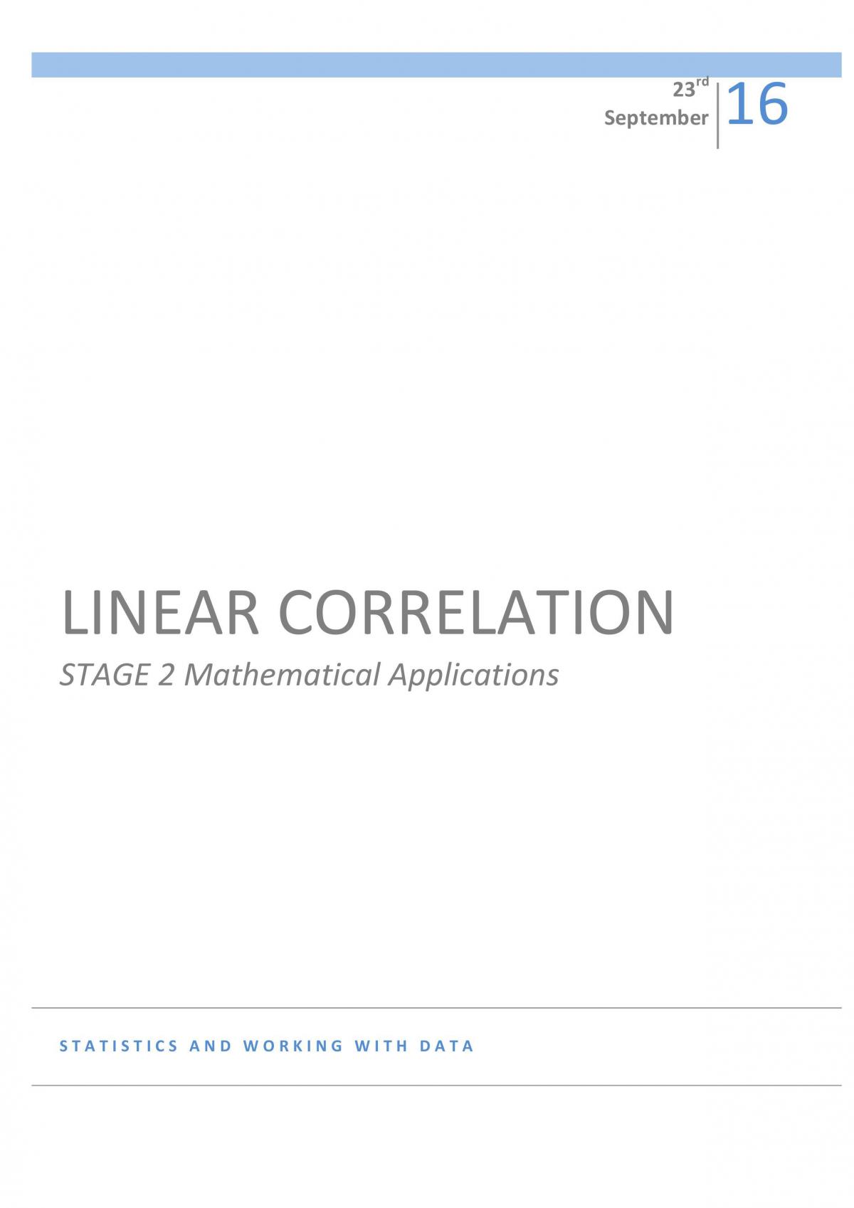 Mathematical Applications - Linear Correlation - Page 1