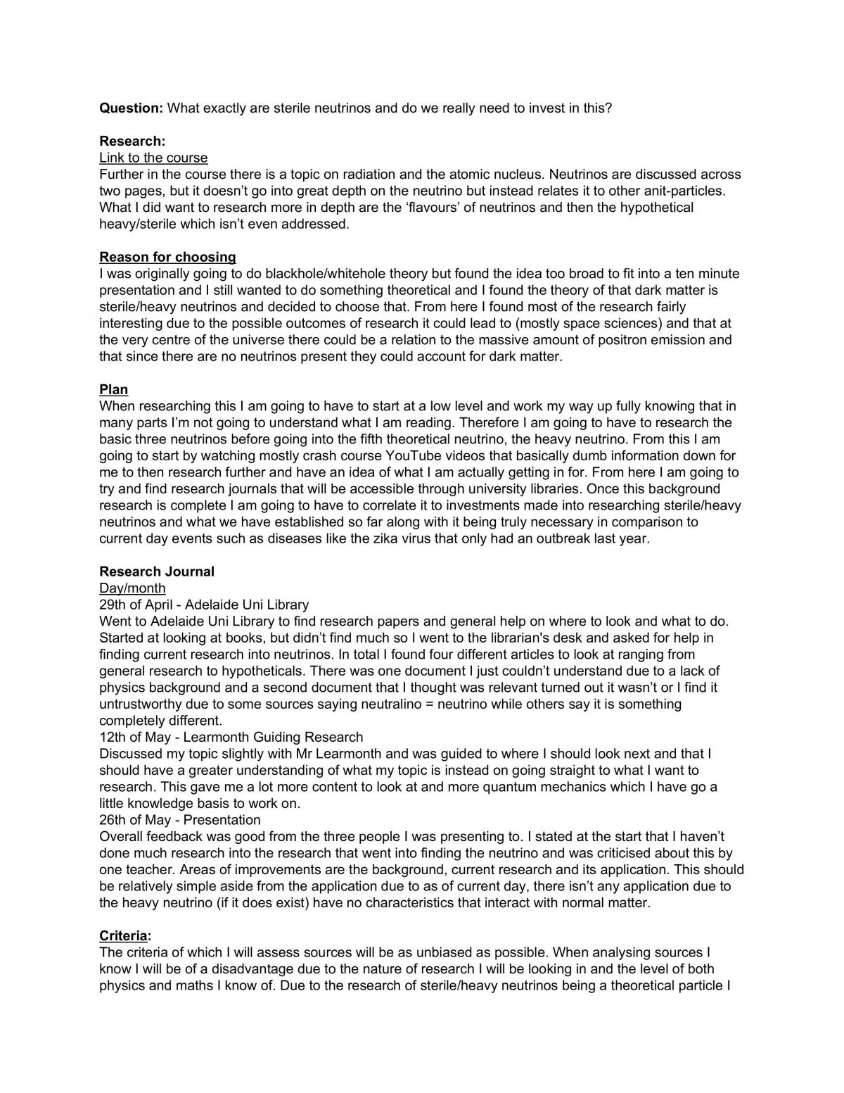 Physics: Neutrinos Research Report - Page 1