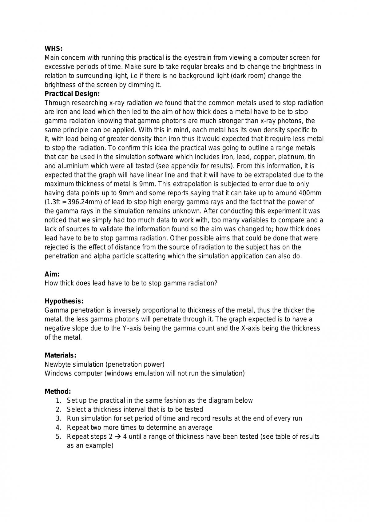 Physics: Radiation Practical - Density and Gamma Photons - Page 1