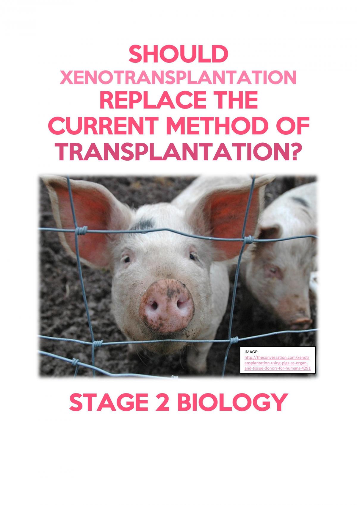 Issues Investigation - Should Xenotransplantation Replace the Current Method of Transplantation - Page 1