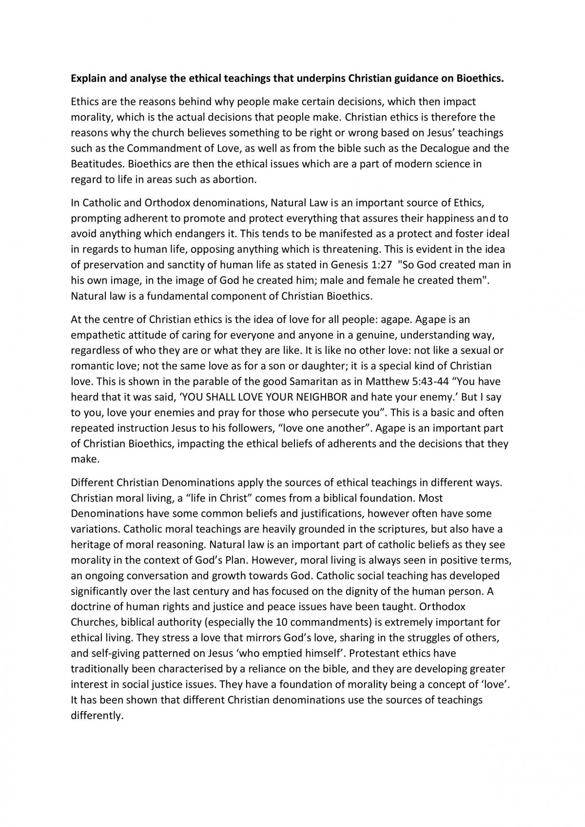 Christianity Depth Study - Baptism, Bioethics, St Paul - Page 1