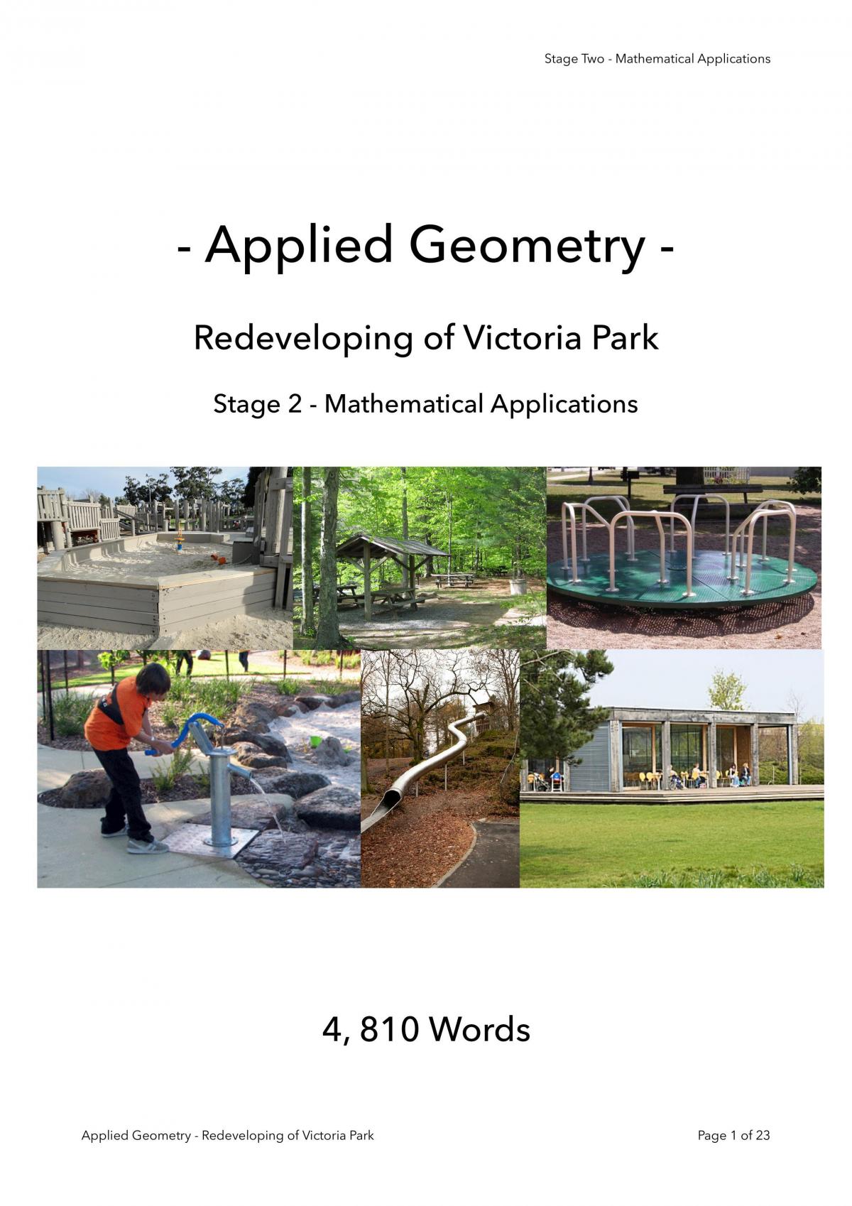 Applied Geometry Assignment - Redevelopment of Victoria Park - Page 1