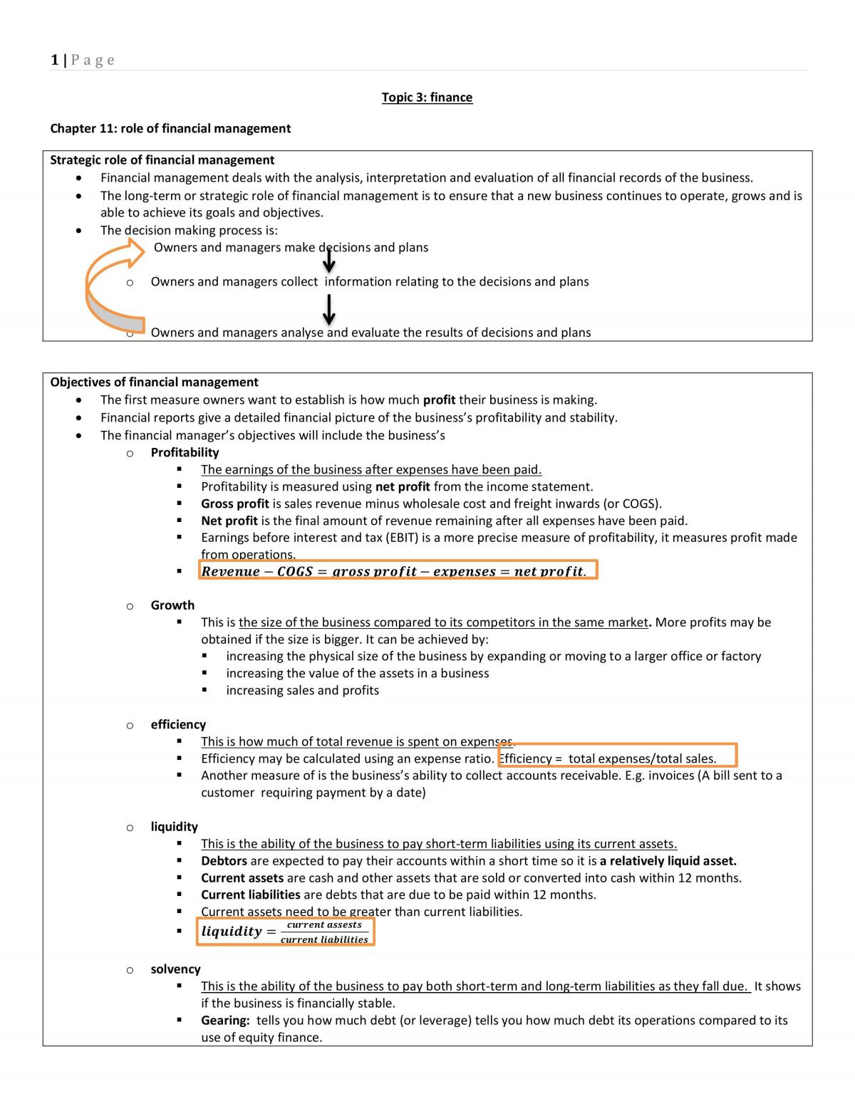 Business Studies Study Notes - Finance - Page 1
