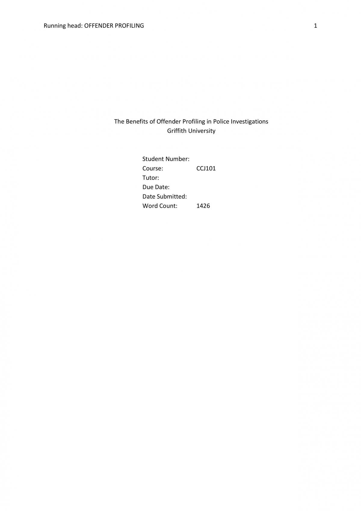 Benefits of Offender Profiling - Page 1