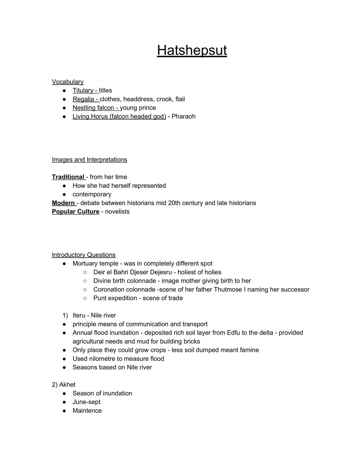 Hatshepsut Syllabus Dotpoints Notes - Page 1
