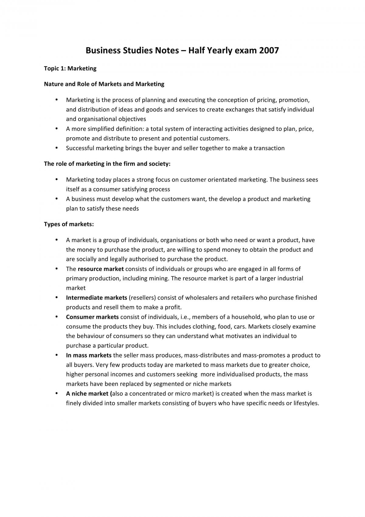 Business Studies Notes - Page 1