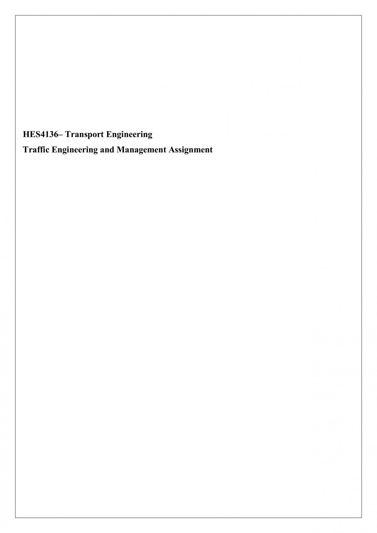 Traffic Engineering and Management Assignment - Page 1